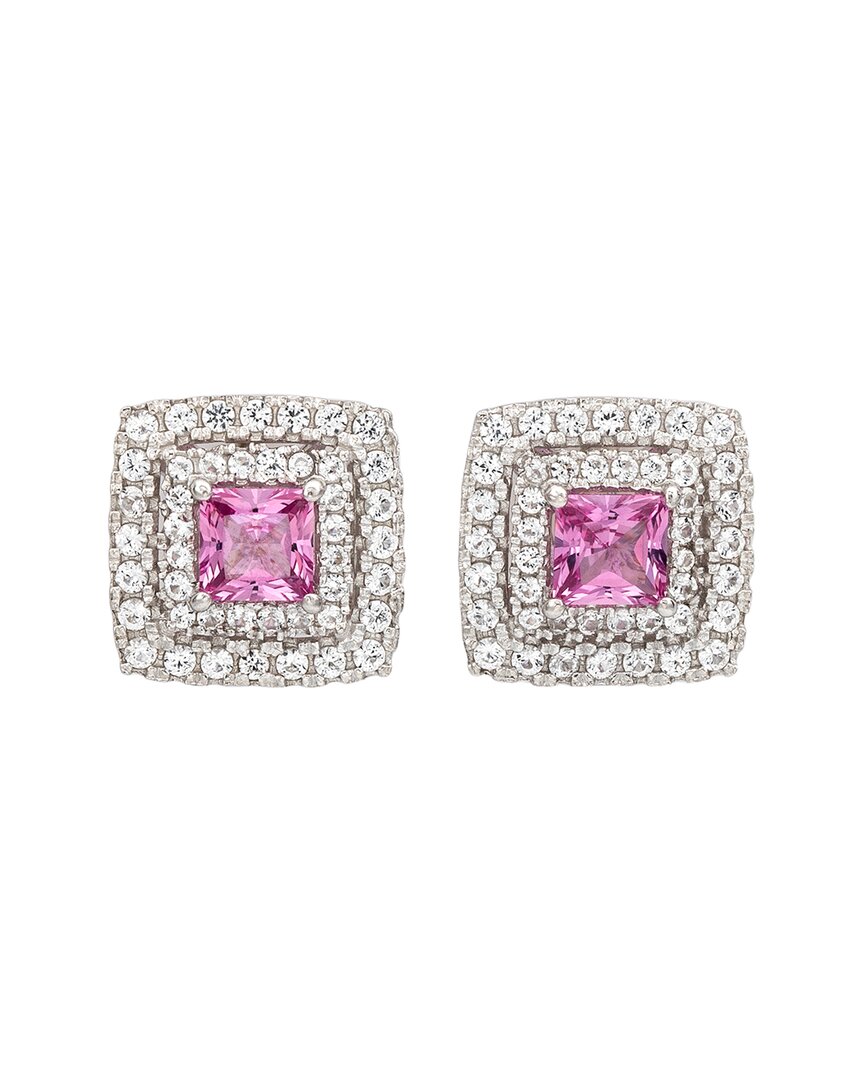 Suzy Levian Silver 0.02 Ct. Tw. Diamond & Gemstone Stud Earrings