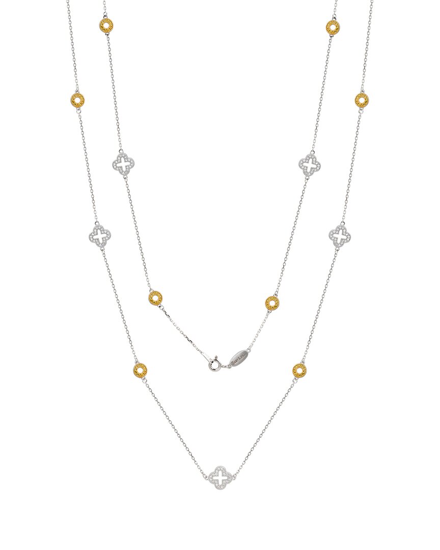 Suzy Levian Silver 0.02 Ct. Tw. Diamond & Gemstone Station Necklace In Metallic