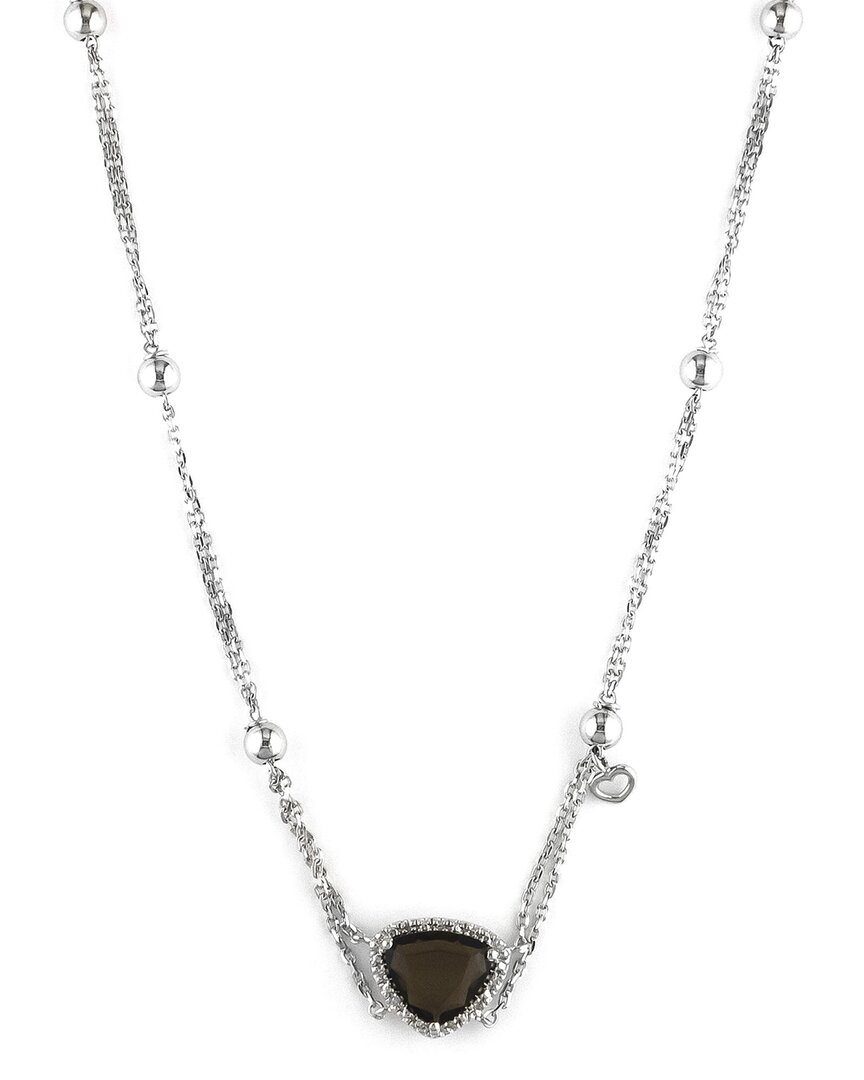 Gemstones Silver 1.51 Ct. Tw. Diamond & Smoky Quartz Necklace