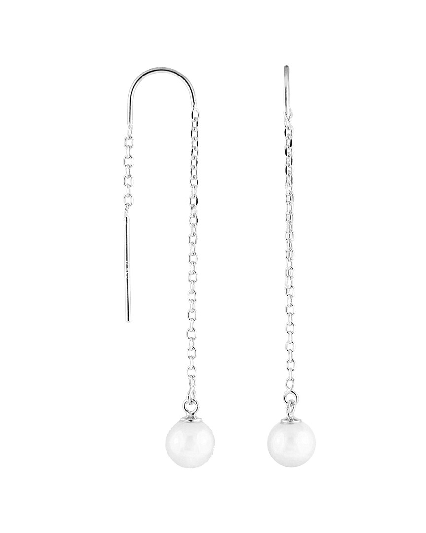 Splendid Pearls Silver 7-8mm Akoya Pearl Earrings
