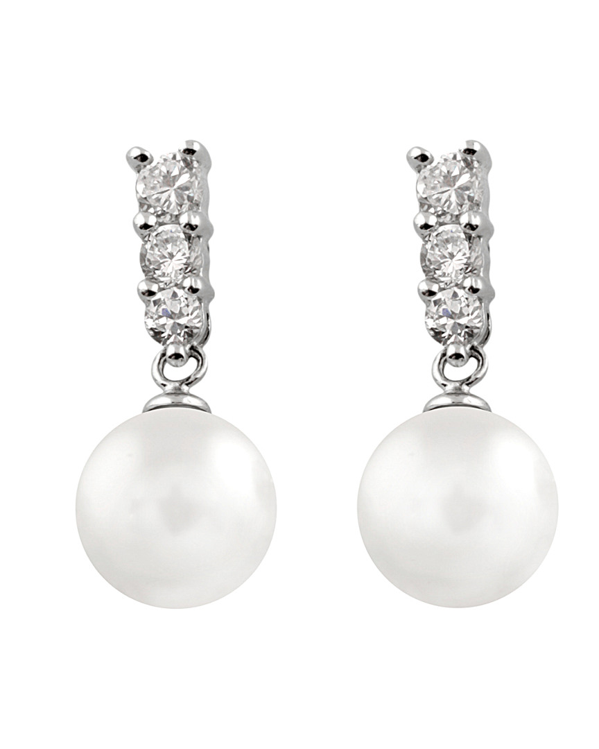 Splendid Pearls Silver 7-8mm Akoya Pearl Earrings