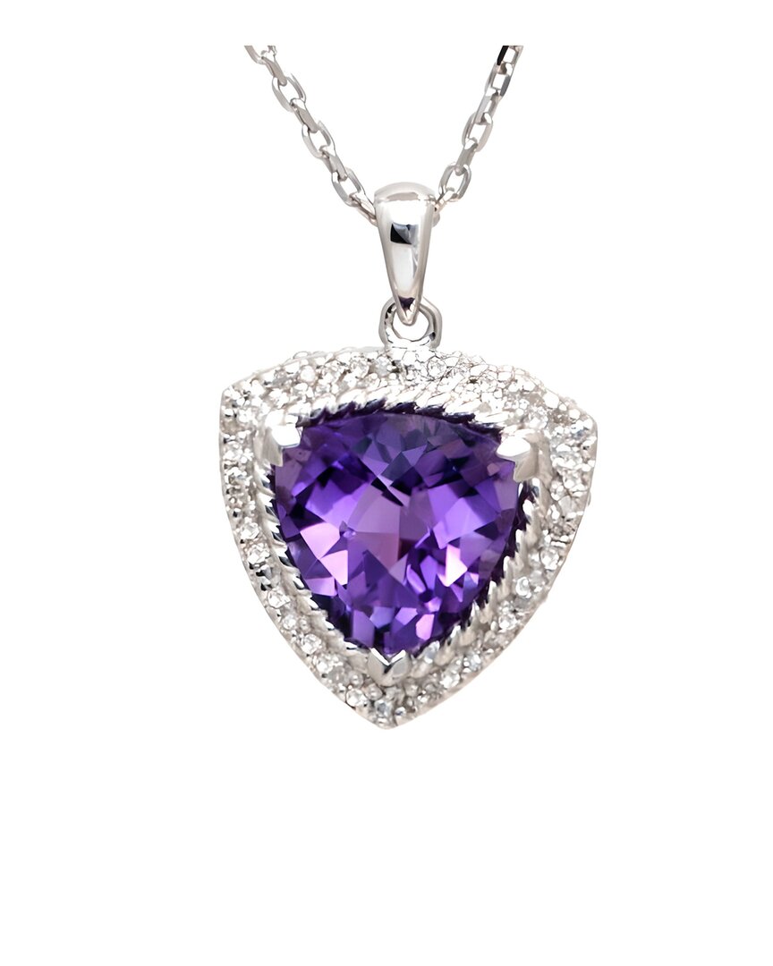 Gemstones Silver 3.41 Ct. Tw. Diamond & Amethyst Pendant