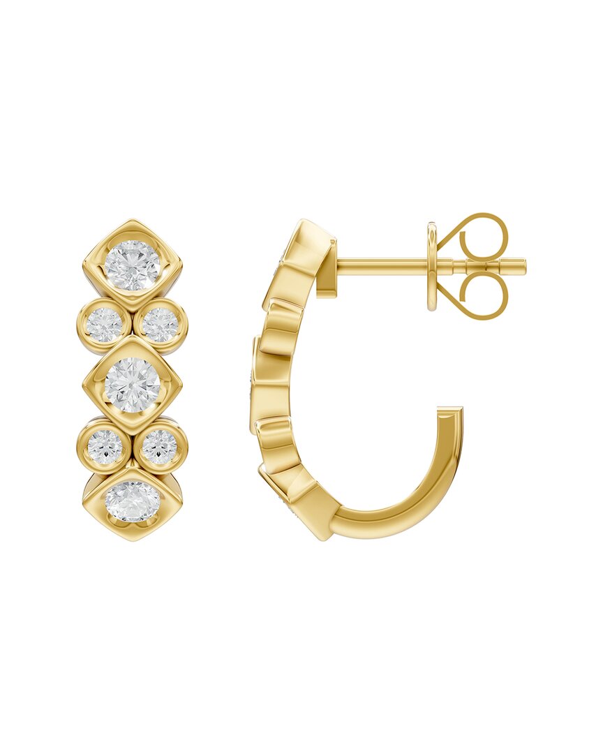 Lab Grown Diamonds Silver 1.02 Ct. Tw. Lab-grown Diamond Earrings In Gold