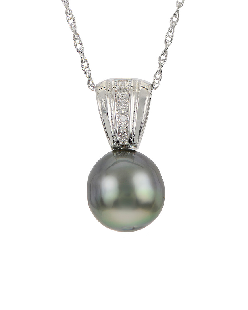 Pearls Imperial 14k 0.02 Ct. Tw. Diamond & 10-11mm Tahitian Pearl Pendant Necklace