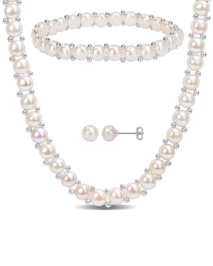 Rina Limor Silver 6-8mm Pearl 3-piece Set