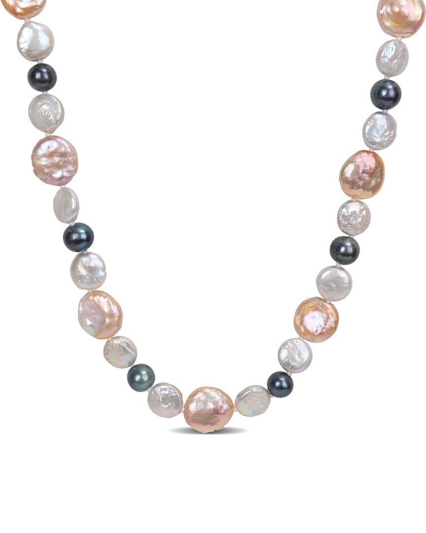Rina Limor Silver 10-10.5mm Pearl Coin Necklace