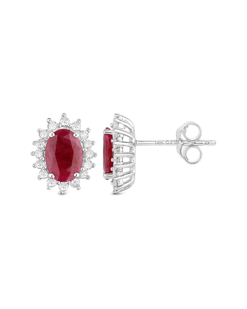 Diana M. 14k 2.02 Ct. Tw. Diamond & Ruby Earrings In White