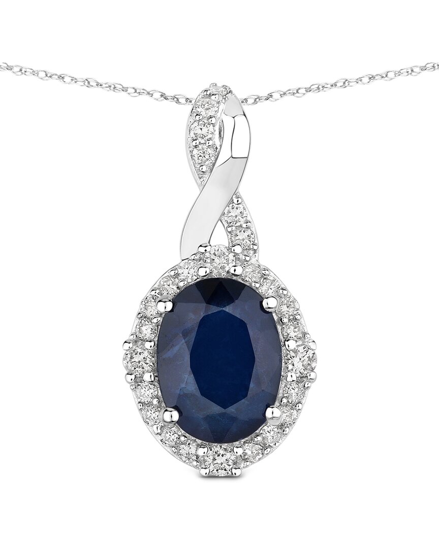 Diana M. 14k 1.72 Ct. Tw. Diamond & Blue Sapphire Pendant In White