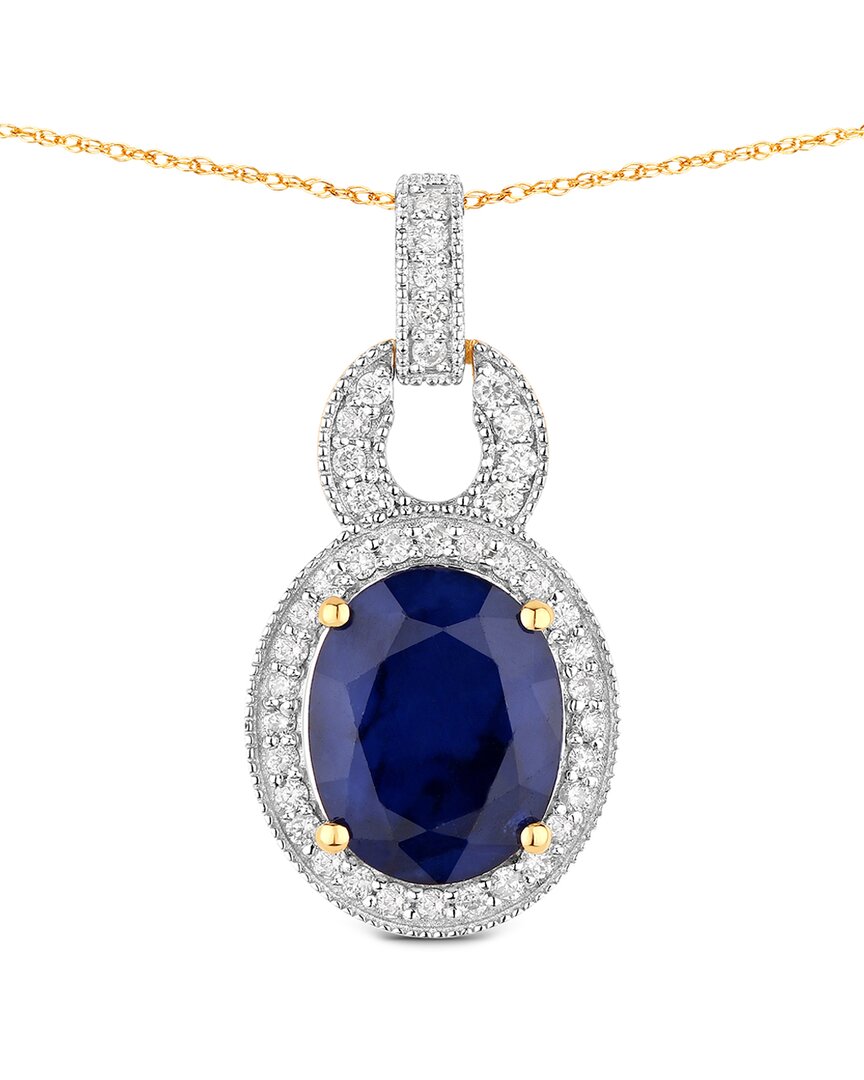 Diana M. 14k 4.65 Ct. Tw. Diamond & Blue Sapphire Pendant In Blue