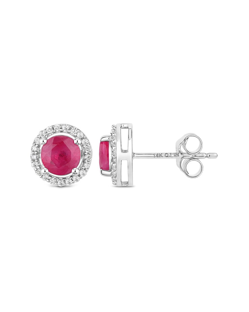 Diana M. 14k 1.22 Ct. Tw. Diamond & Ruby Earrings In Metallic