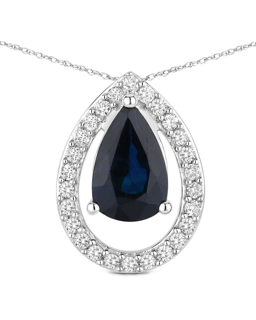 Diana M. 14k 1.15 Ct. Tw. Diamond & Blue Sapphire Pendant In Blue