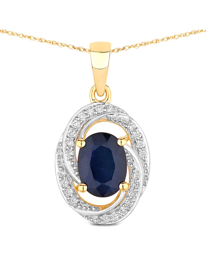 Diana M. 14k 1.71 Ct. Tw. Diamond & Blue Sapphire Pendant In Gold