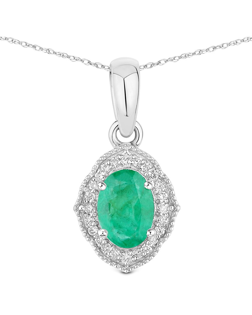 Diana M. 14k 0.82 Ct. Tw. Diamond & Zambian Emerald Pendant In Metallic
