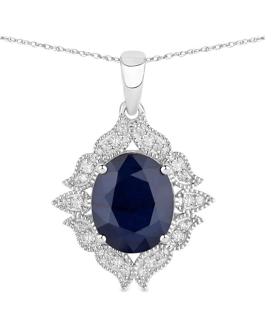 Diana M. 14k 6.44 Ct. Tw. Diamond & Blue Sapphire Pendant In Metallic