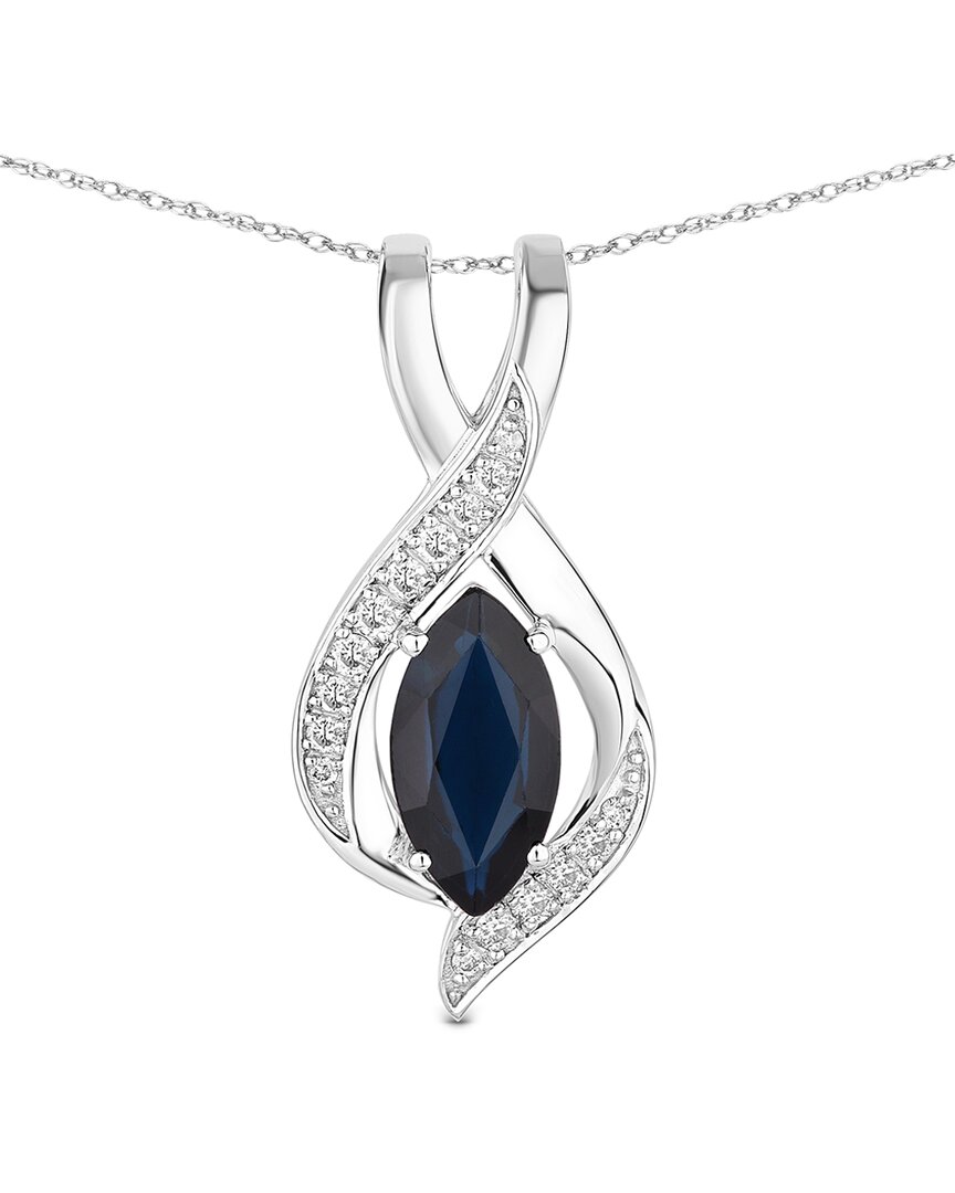 Diana M. 14k 2.27 Ct. Tw. Diamond & Blue Sapphire Pendant In Metallic