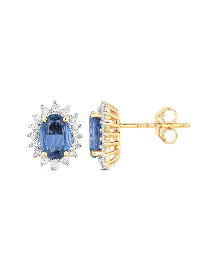 Diana M. 14k 2.22 Ct. Tw. Diamond & Blue Sapphire Earrings In Blue