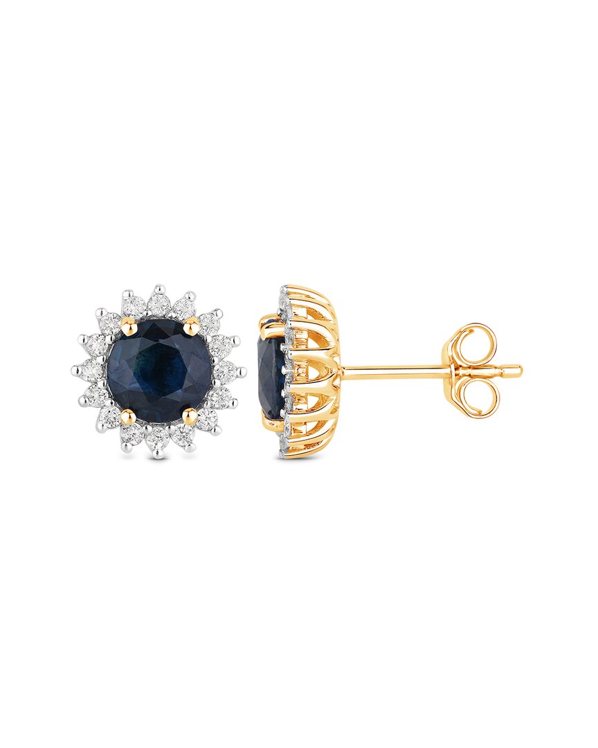 Diana M. 14k 2.38 Ct. Tw. Diamond & Blue Sapphire Earrings In Blue