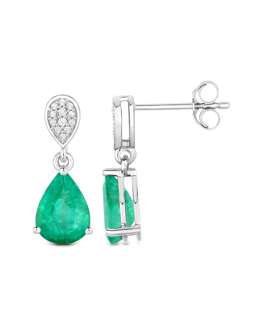 Diana M. 14k 2.28 Ct. Tw. Diamond & Zambian Emerald Earrings In Metallic