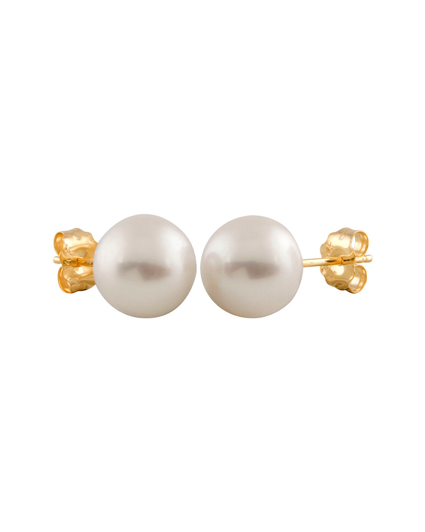 Splendid Pearls 14k Yellow Gold 7-8mm White Cultured Freshwater Pearl Stud Earrings