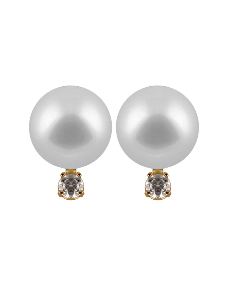 Splendid Pearls 14k 0.06 Ct. Tw. Diamond & 6-6.5mm Akoya Pearl Studs