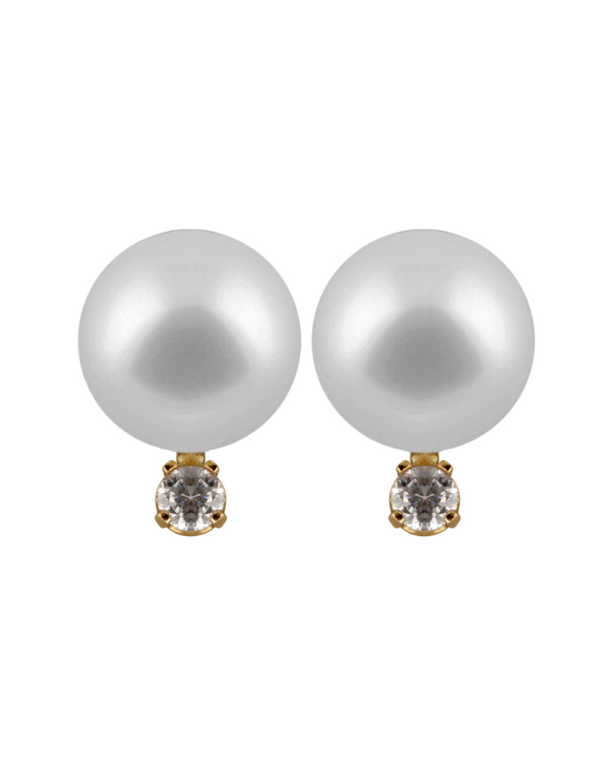 Splendid Pearls 14k 0.06 Ct. Tw. Diamond & 6-6.5mm Akoya Pearl Studs