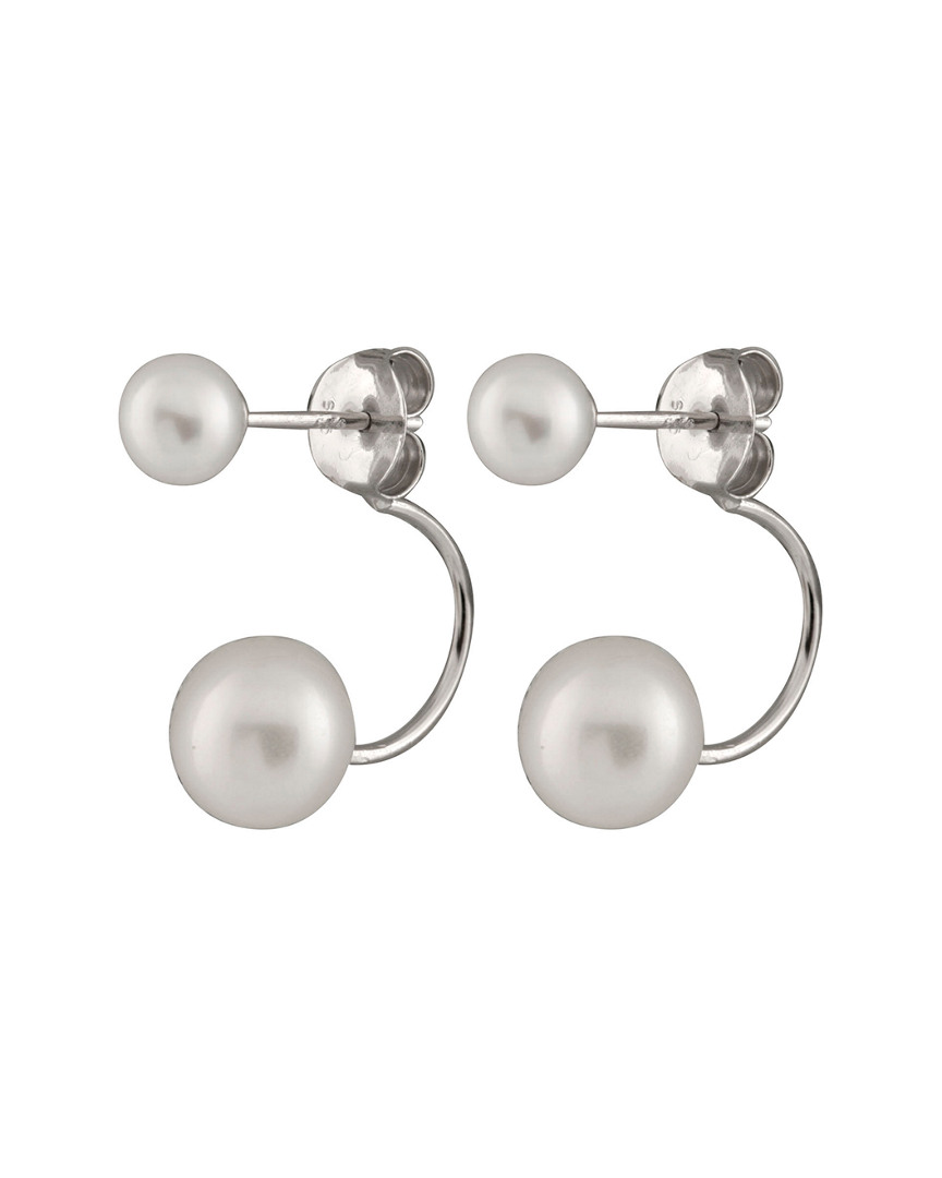 Splendid Pearls Plated Silver 5-8mm Freshwater Pearl Drop Earrings