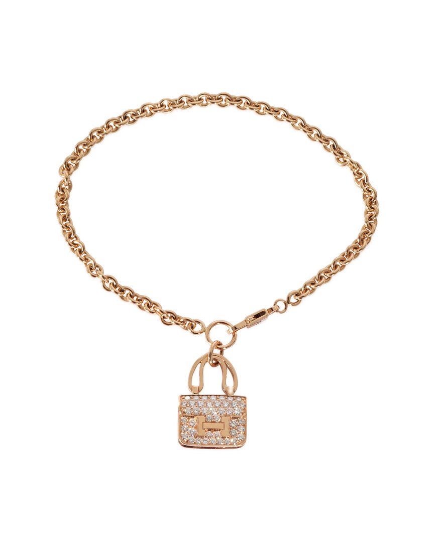 Pre-owned Hermes Hermès Amulettes Collection 18k Rose Gold 1.16 Ct. Tw. Diamond Bracelet (authentic Pre-loved)
