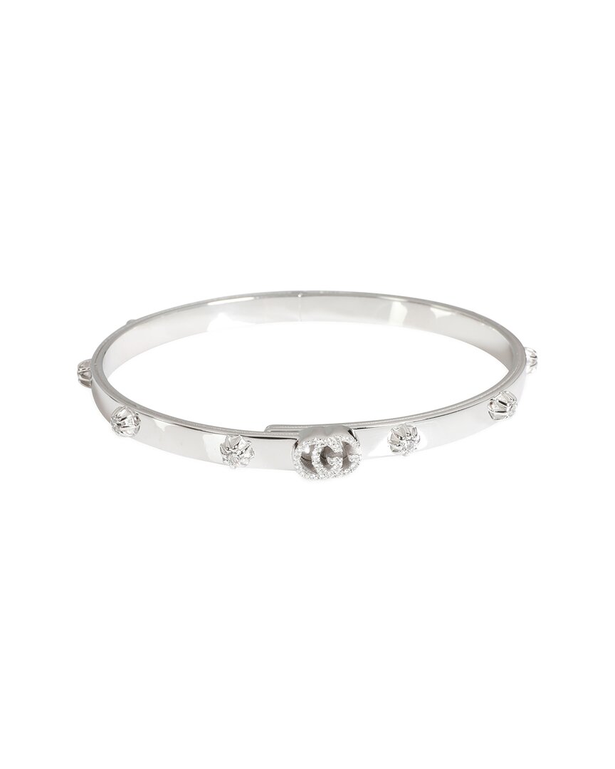 Gucci Running G 18k 0.82 Ct. Tw. Diamond Bangle Bracelet (authentic Pre-loved) In Metallic