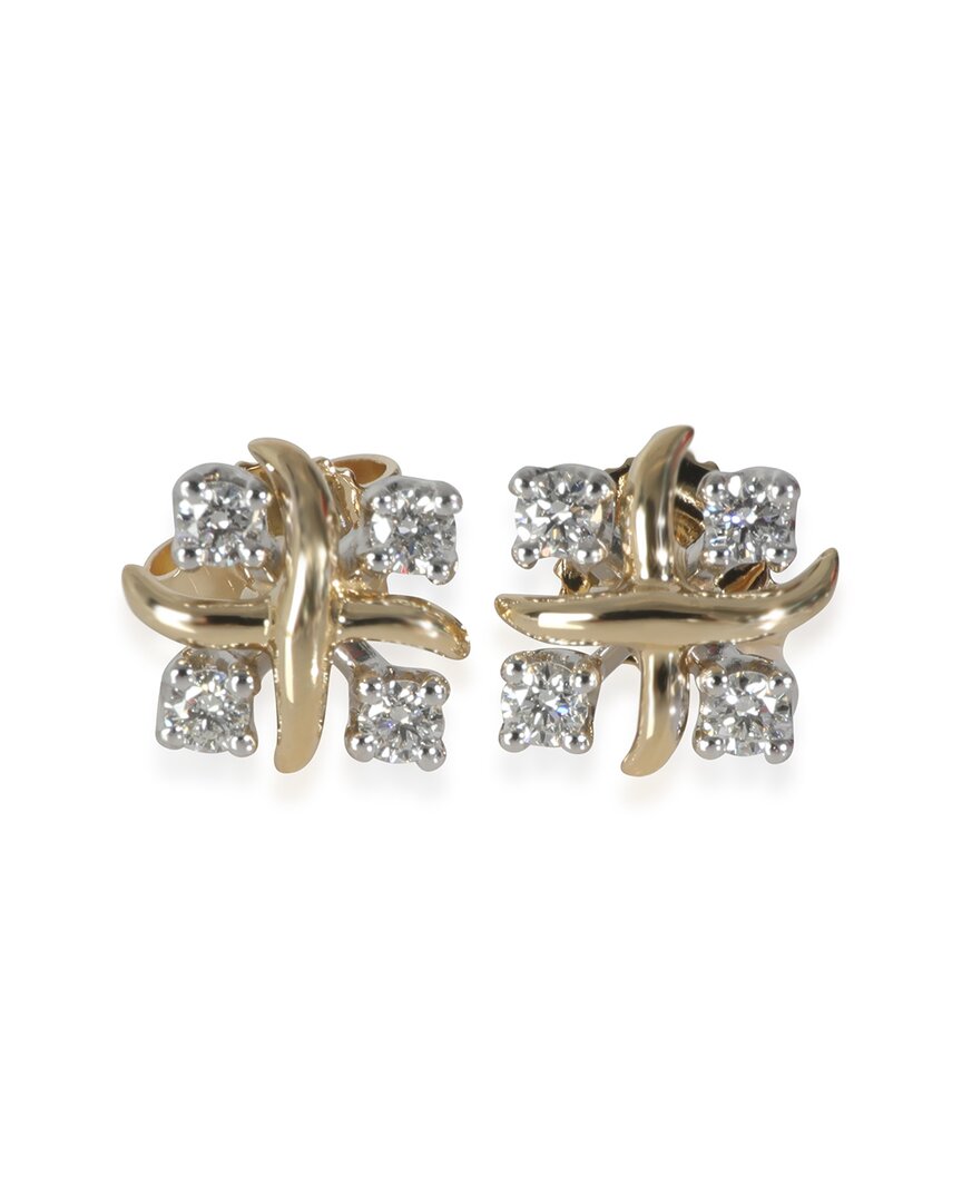 Tiffany & Co . Schlumberger 18k & Platinum 0.56 Ct. Tw. Diamond Earrings (authentic Pre-loved) In Metallic
