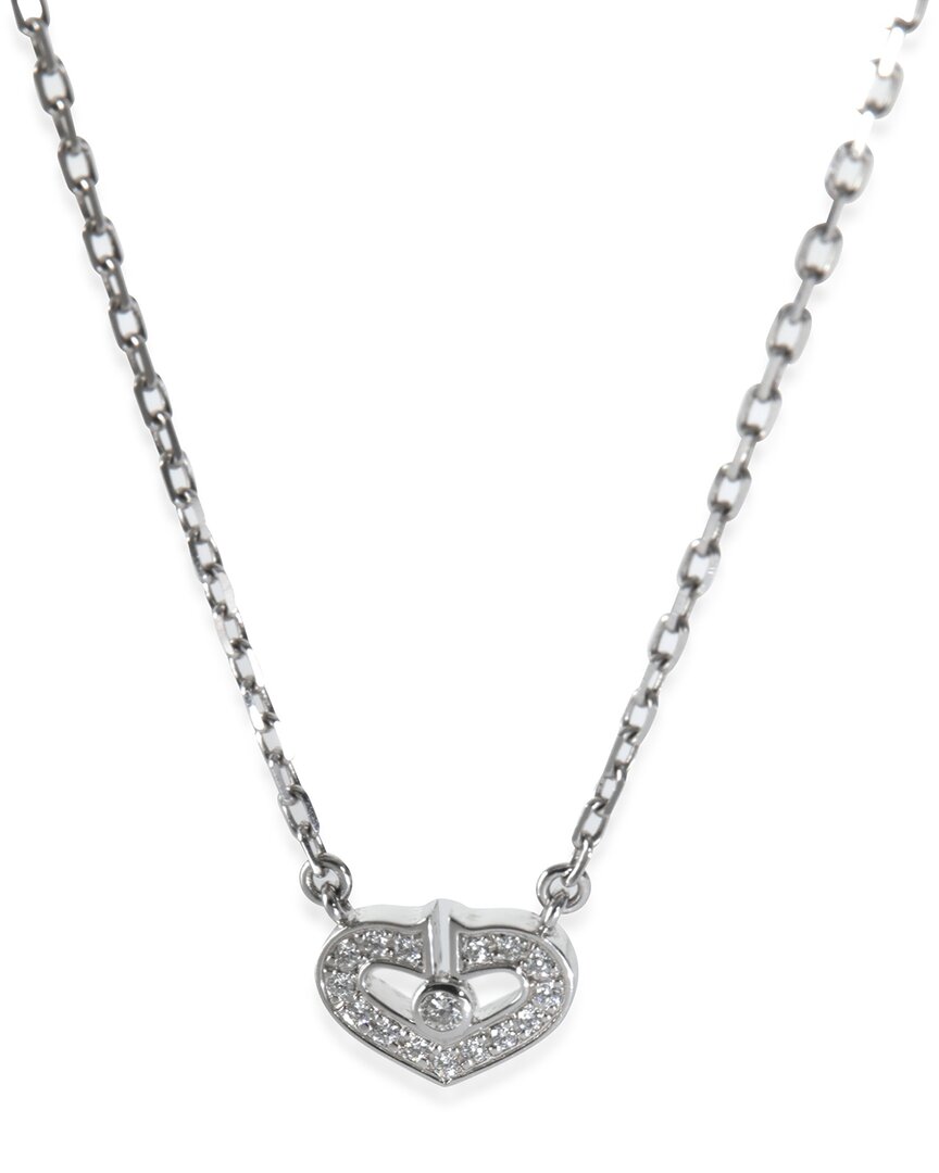 Cartier C De  Heart 18k 0.50 Ct. Tw. Diamond Necklace (authentic Pre-loved) In Metallic