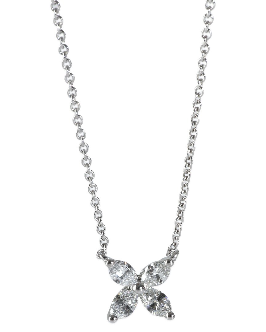 Tiffany & Co . Small Model Victoria Platinum 0.64 Ct. Tw. Diamond Pendant (authentic Pre-loved) In Metallic