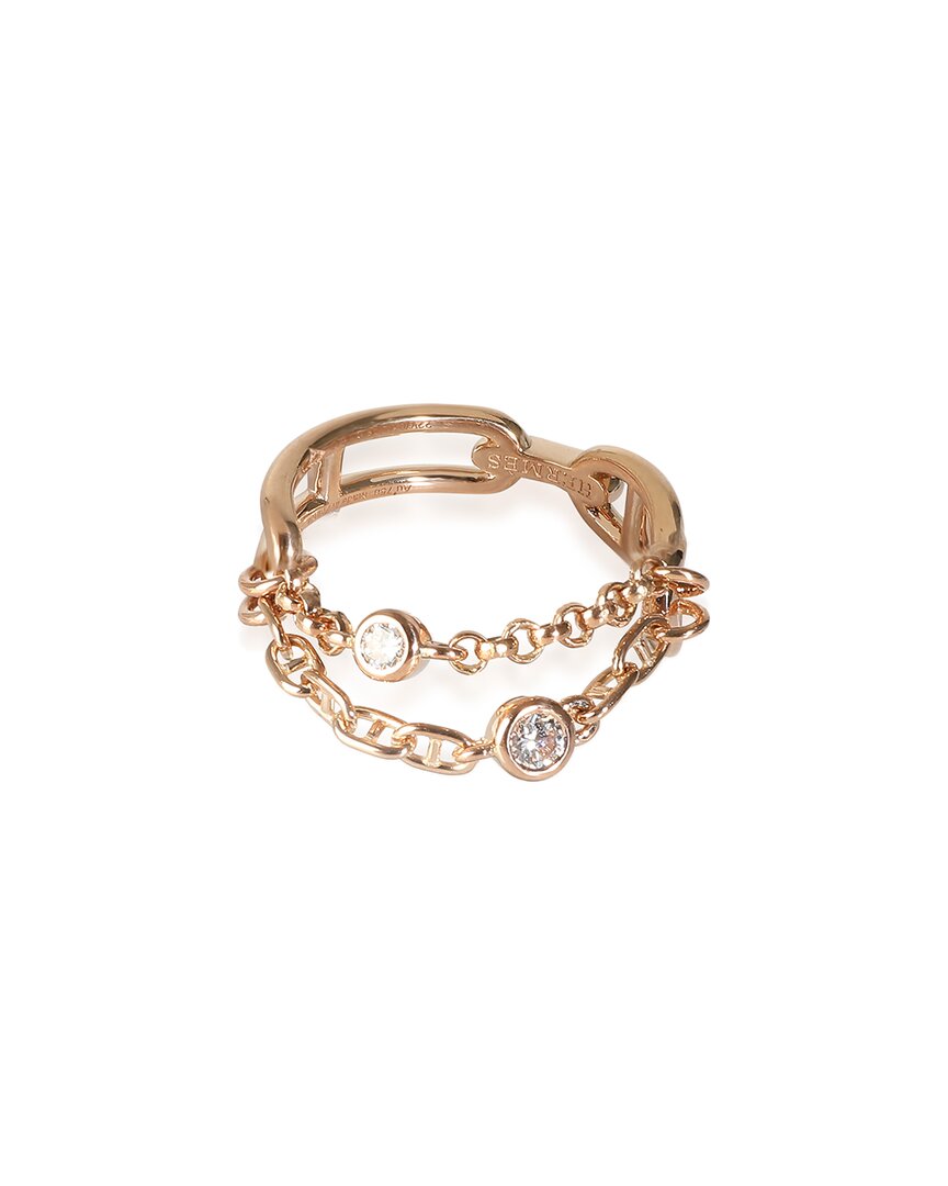 Pre-owned Hermes Hermès Chaine D'ancre 18k Rose Gold Ring (authentic Pre-loved)