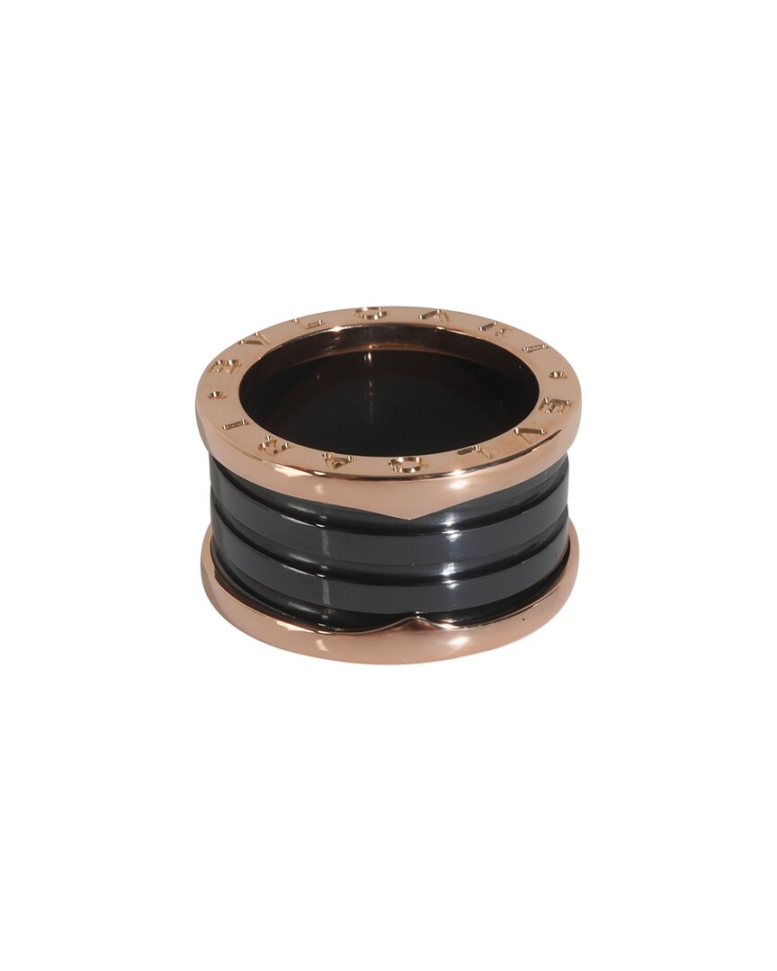 Bulgari Bvlgari B.zero1 4 Band 18k Rose Gold Ring (authentic Pre-loved) In Black