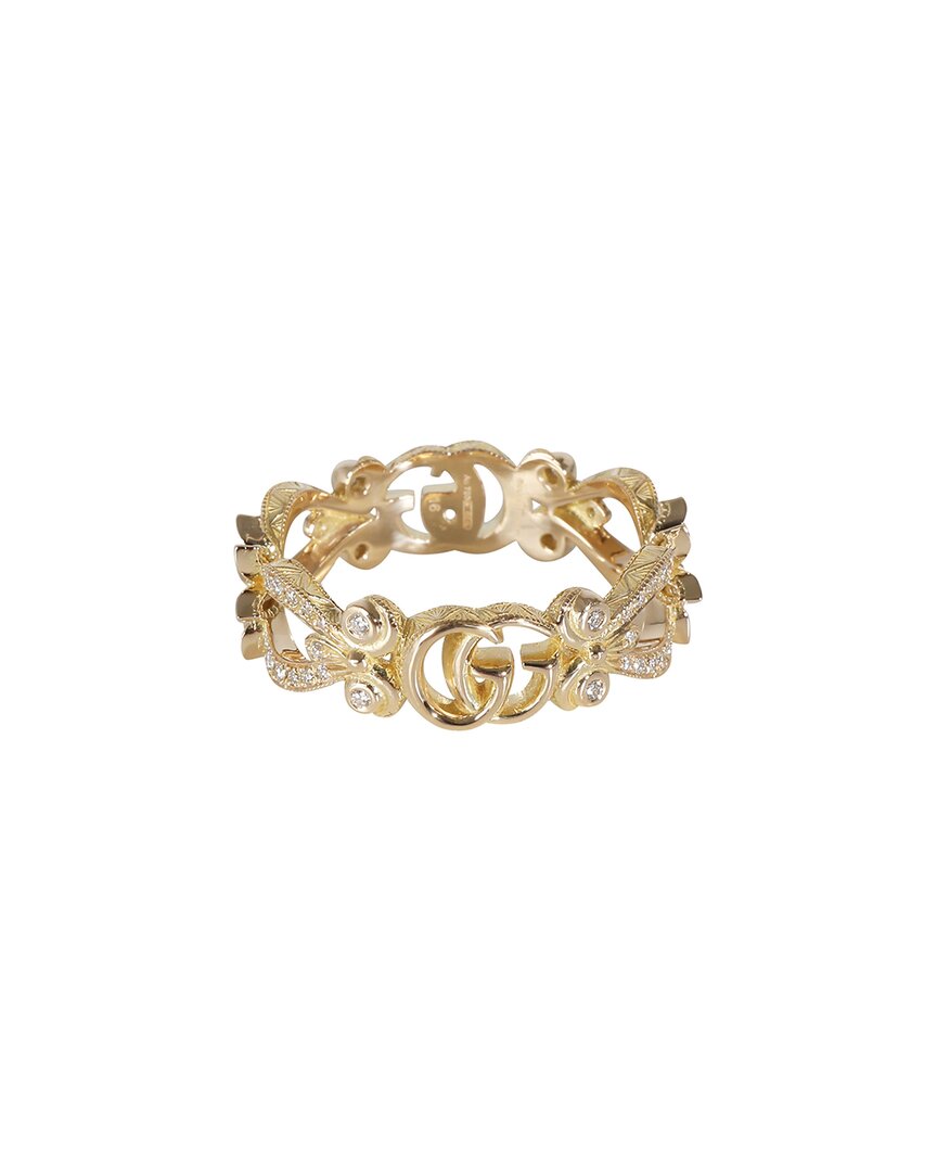 Gucci Flora 18k 0.70 Ct. Tw. Diamond Ring (authentic Pre-loved) In Gold