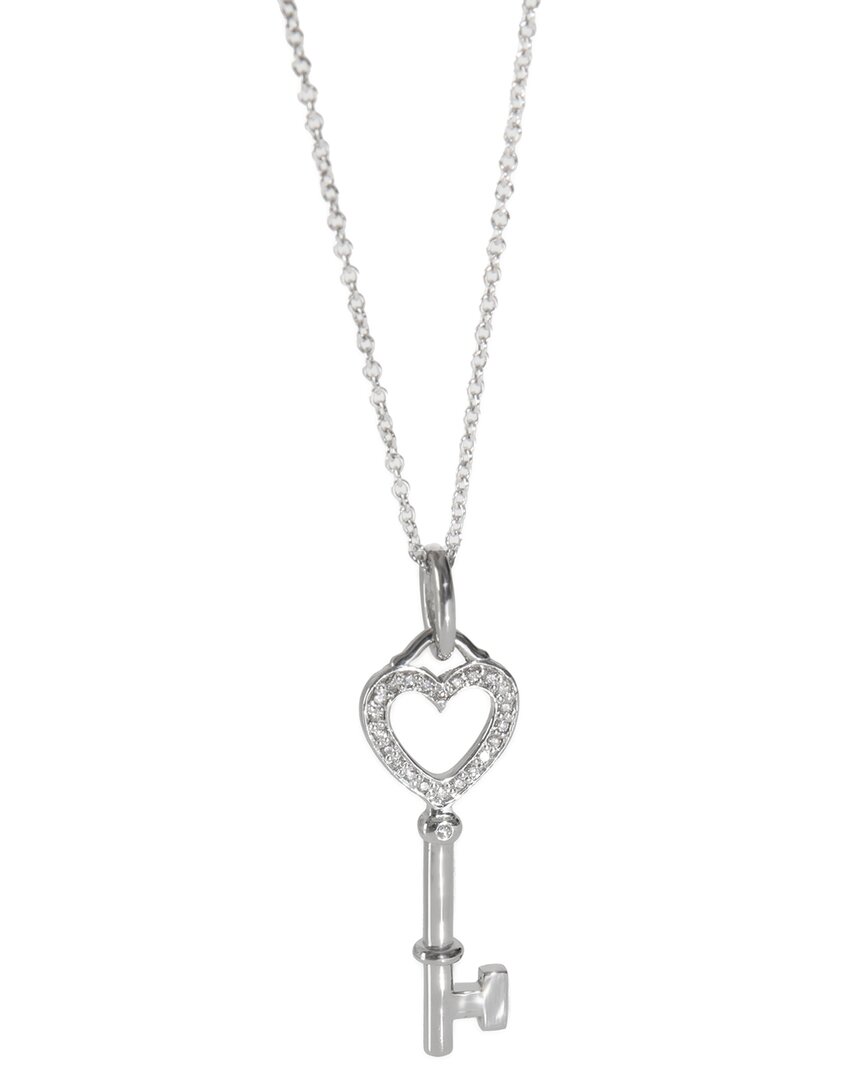 Tiffany & Co . Heart Key 18k 0.16 Ct. Tw. Diamond Pendant (authentic Pre-loved)