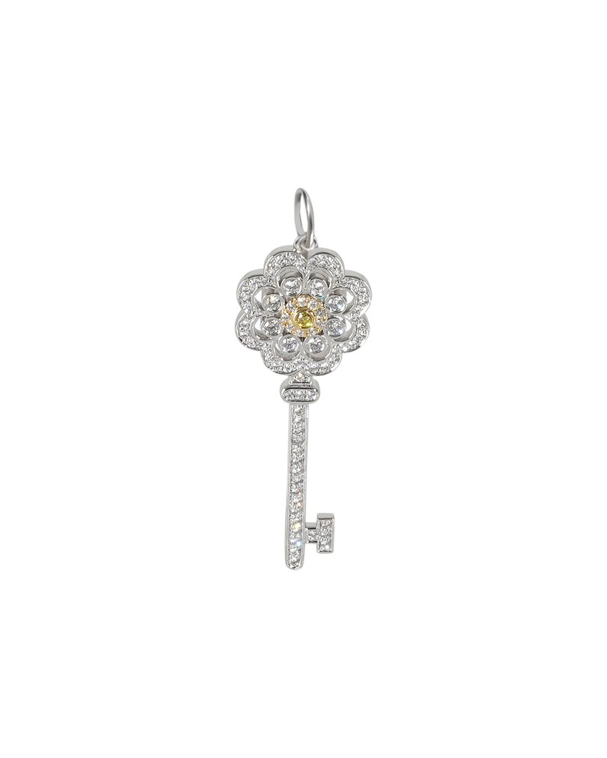 Tiffany & Co . Key Collection 18k & Platinum 0.42 Ct. Tw. Diamond Pendant (authentic Pre-loved) In Metallic