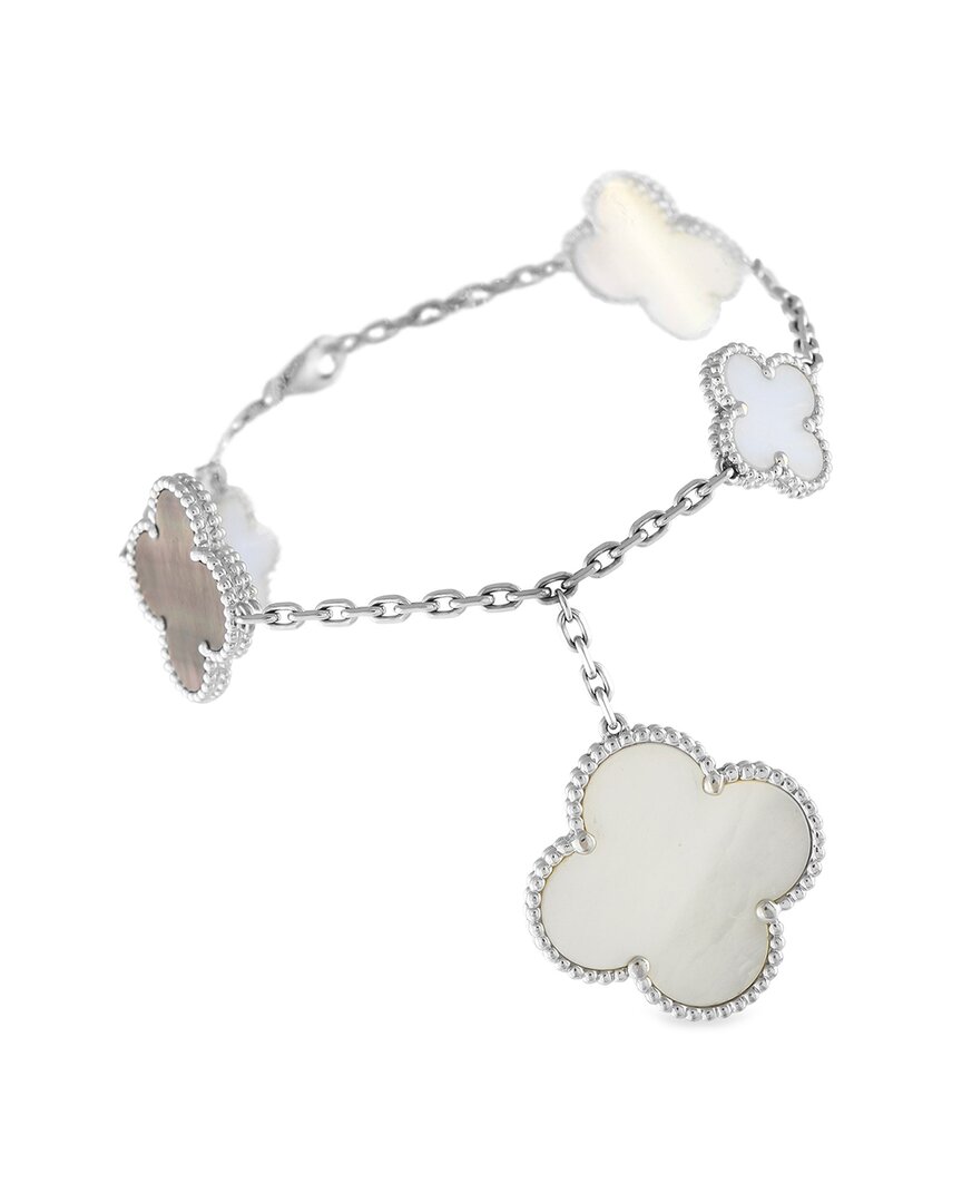 Van Cleef & Arpels 18k Mother Of Pearl & Chalcedony Bracelet (authentic Pre- Loved) In Neutral