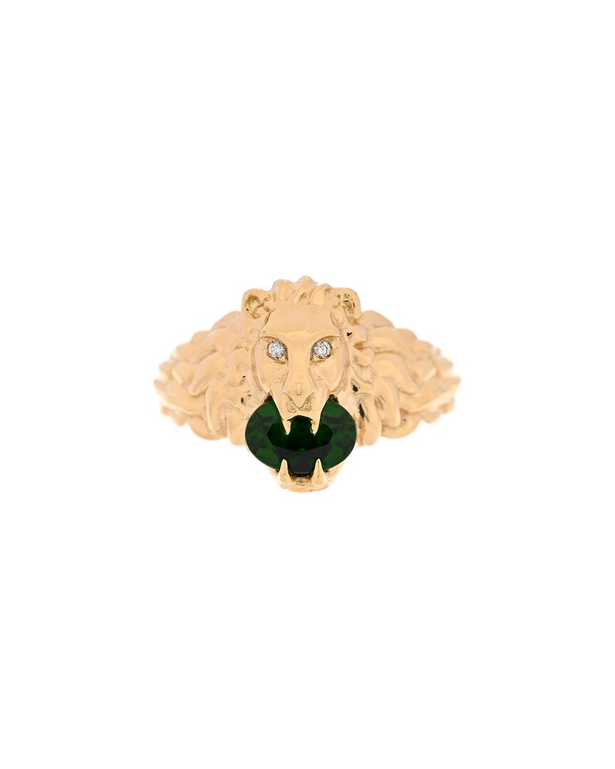 Gucci 18k Diamond Chrome Diopside Lion Head Ring 50 5.5 (authentic Pre-loved)