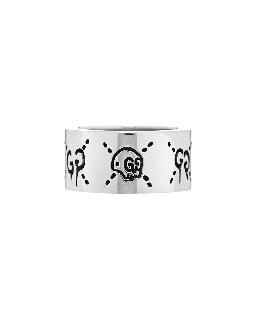 Gucci Silver Ghost Band Ring In Metallic