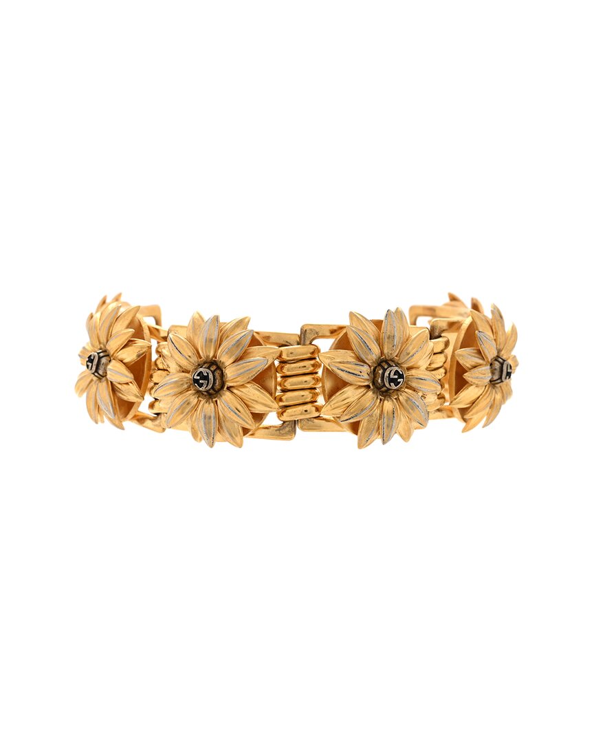 Gucci Metal Flower Choker Necklace (authentic Pre-loved) In Gold
