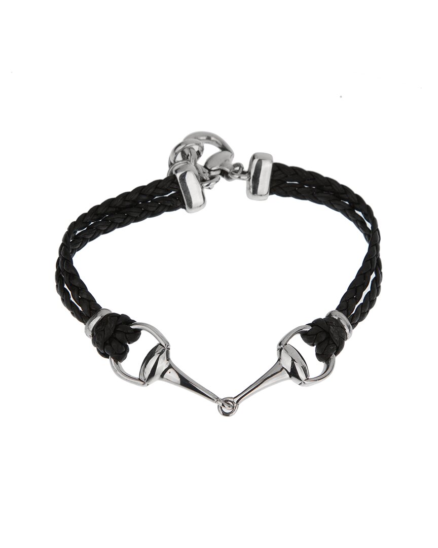 Gucci Silver Horsebit Bracelet In Black