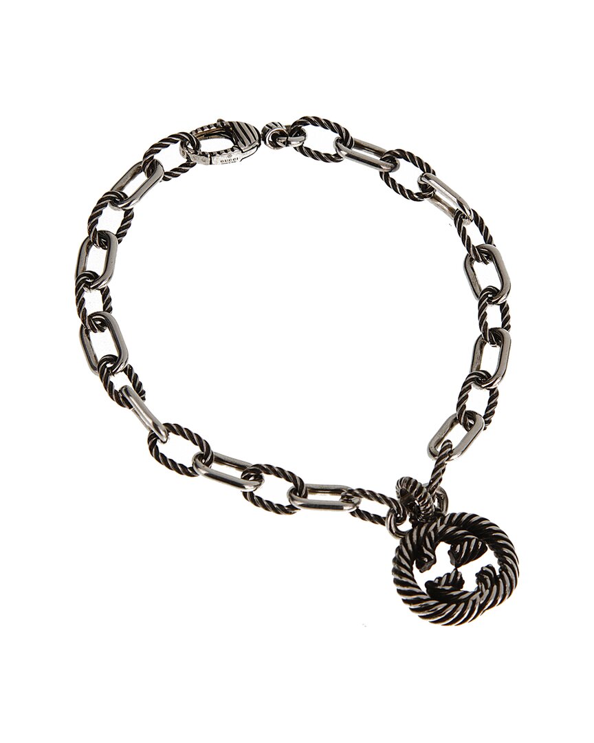 Gucci Silver Interlocking Gg Bracelet In Black