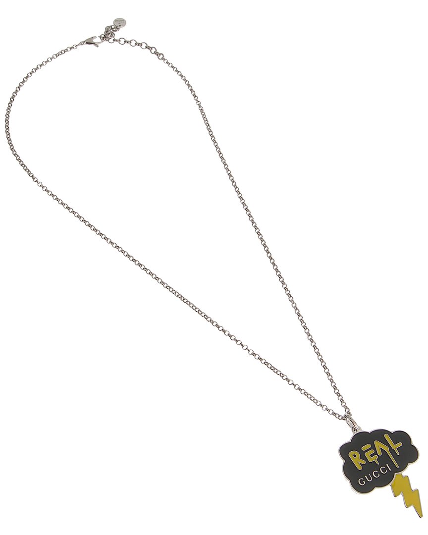 Gucci Silver Real Lightning Cloud Pendant Necklace In Metallic