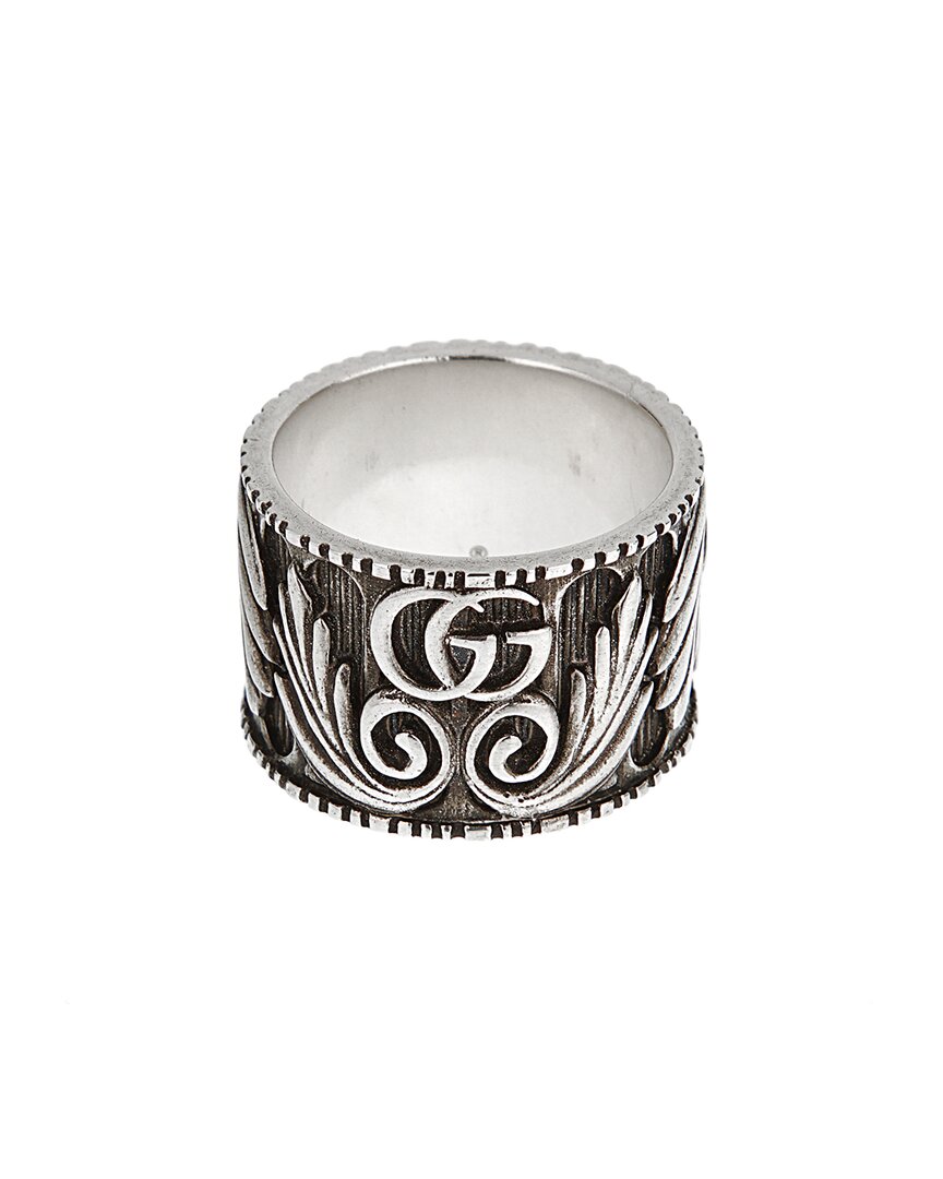 Gucci Silver Interlocking G Band Ring In Metallic