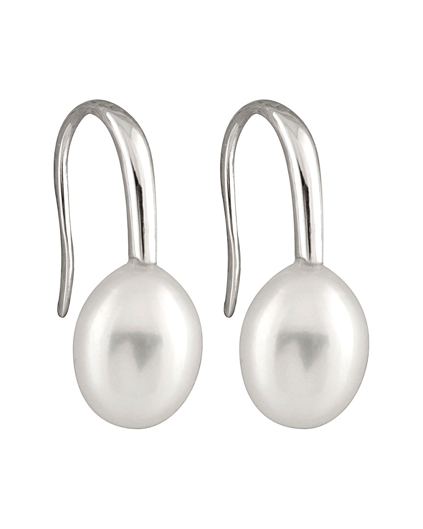 Splendid Pearls Silver 7-7.5mm Freshwater Pearl Drop Earrings