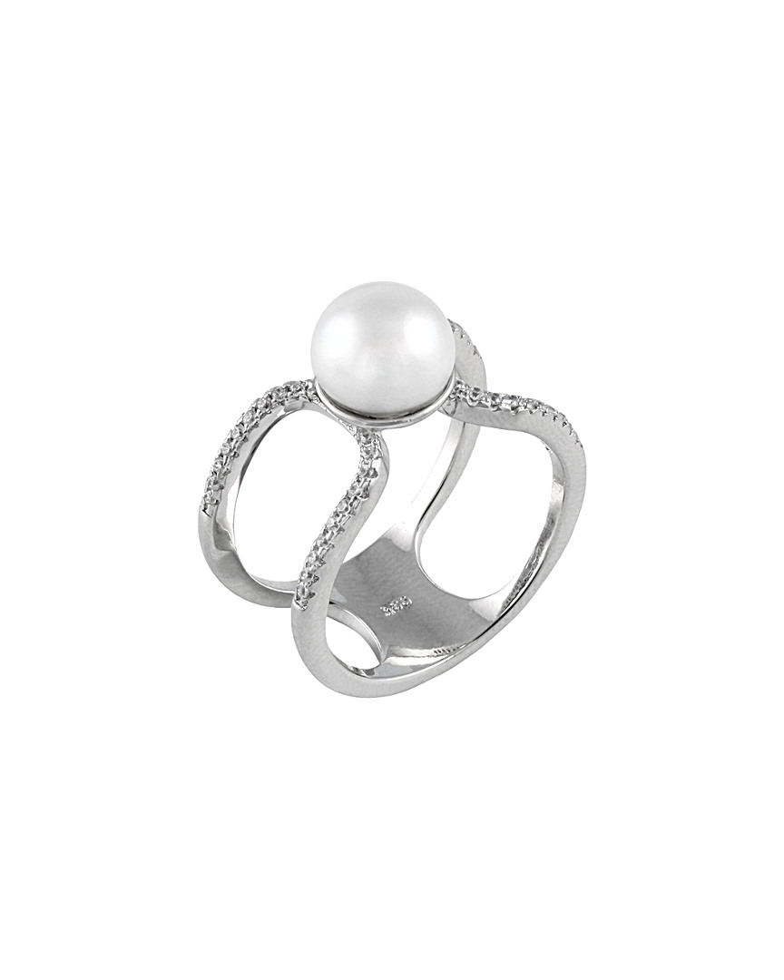 Splendid Pearls Dnu 0 Units Sold Silver 9-9.5mm Freshwater Pearl & Cz Ring