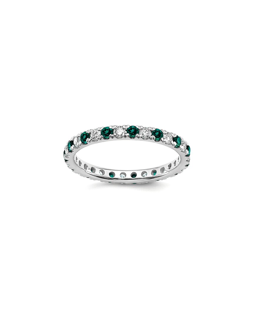 Lab Grown Gemstones 14k 1.75 Ct. Tw. Lab-grown Diamond & Lab-grown Alexandrite Eternity Ring In Metallic
