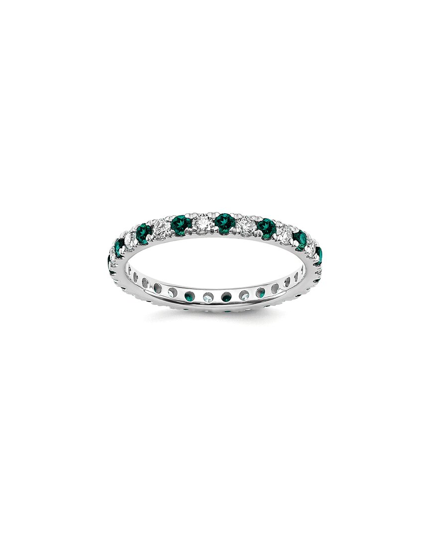 Lab Grown Gemstones 14k 1.75 Ct. Tw. Lab-grown Diamond & Lab-grown Alexandrite Eternity Ring In Metallic