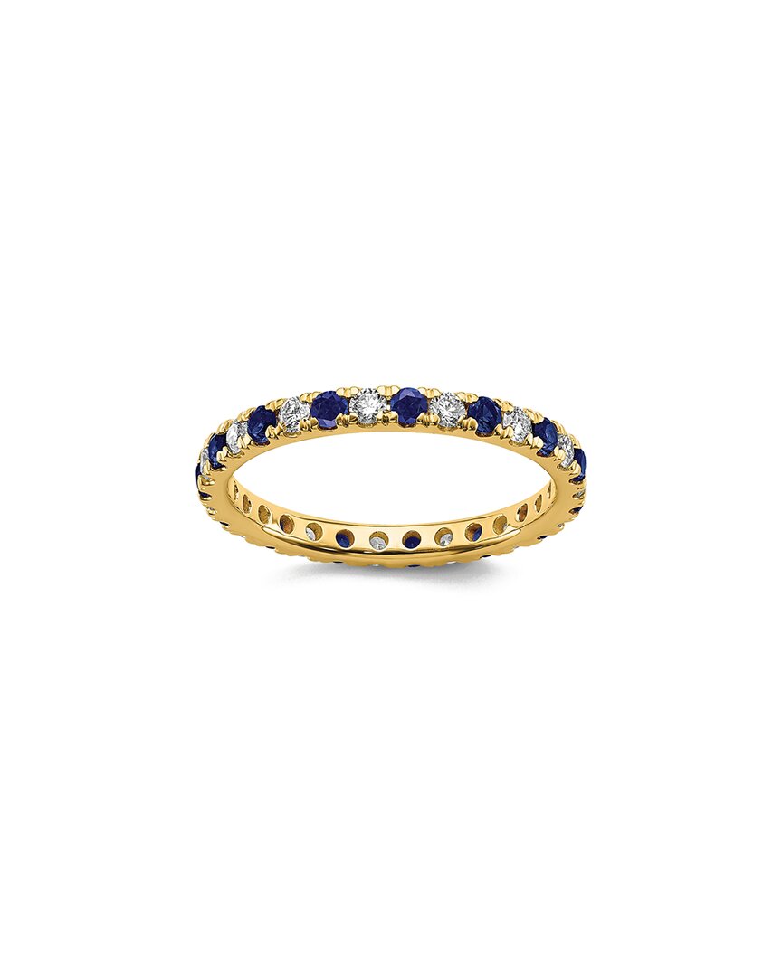 Lab Grown Gemstones 14k 1.75 Ct. Tw. Lab-grown Diamond & Lab-grown Blue Sapphire Eternity Ring