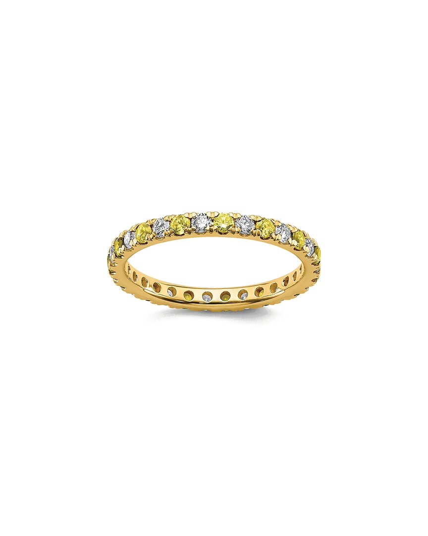 Lab Grown Gemstones 14k 1.15 Ct. Tw. Lab-grown Diamond & Lab-grown Yellow Sapphire Eternity Ring In Gold